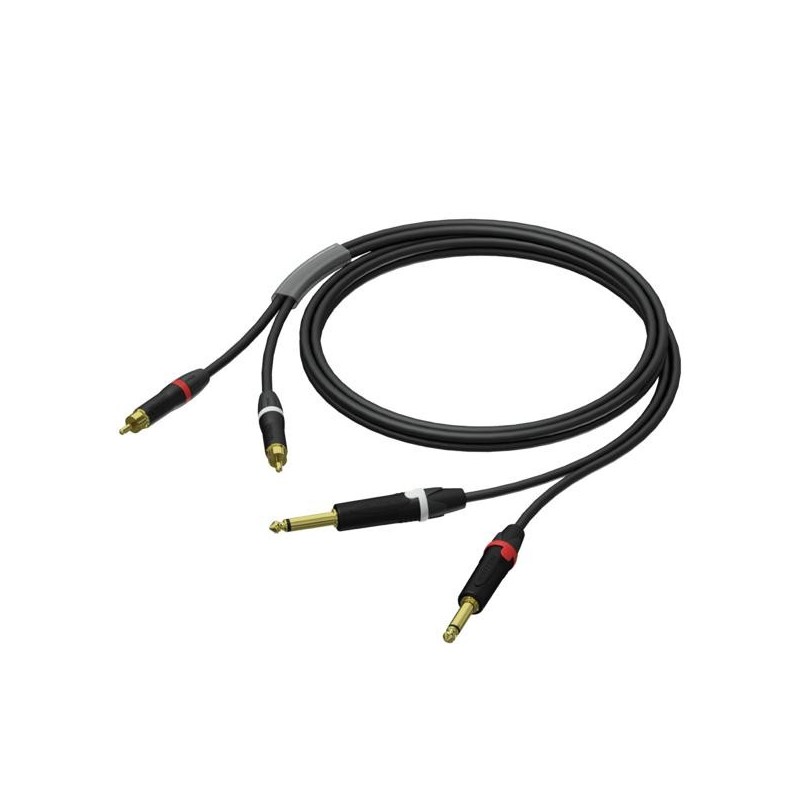 PROCAB PRA631/1.5 2 x 6.3 mm Jack male mono - 2 x RCA/Cinch male - UltraFlex™ 1.5 meter